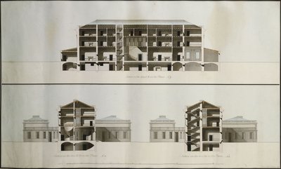 Designs for a Neo-Classical House for Lord Charleville: Three Sections by James Byres