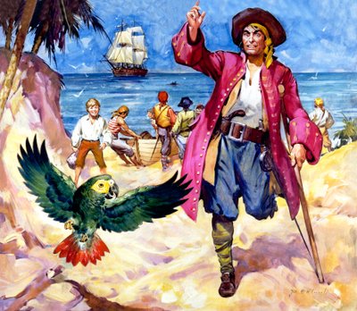 Long John Silver and his Parrot by James Edwin McConnell