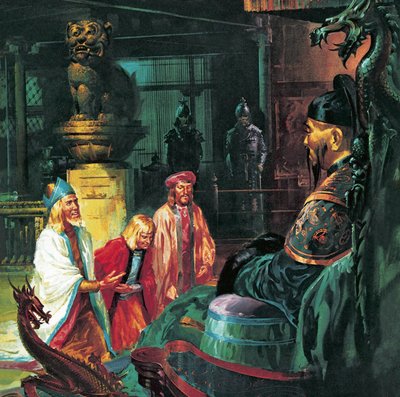 Marco Polo in Front of Kublai Khan, 20th Century by James Edwin McConnell