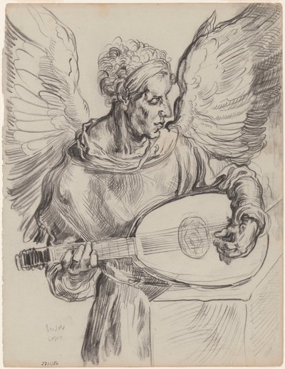 After Dürer: Seraph Playing Lute by James Ensor