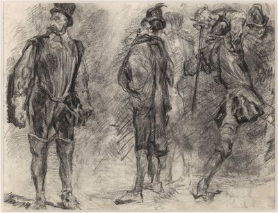 Three Spanish Soldiers, One Wielding a Sword by James Ensor