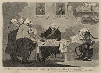 A Noble Lord on an Approaching Peace too Busy to Attend to the Expenditure of a Million of the Public Money [verso] by James Gillray