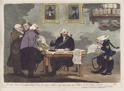 A Noble Lord, on an Approaching Peace, Too Busy to Attend to the Expenditure of a Million of the Public Money by James Gillray