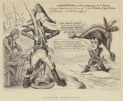 Armed Heroes: British Prime Minister Henry Addington confronting Napoleon and the threat of a French invasion, 1803 by James Gillray