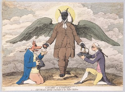 Crumbs of Comfort, or Old Orthodox restoring Consolation to his Fallen Children, pub. 1782 by James Gillray