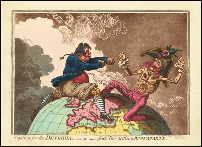 Fighting for the Dunghill - or - Jack Tar Settling Buonaparte by James Gillray