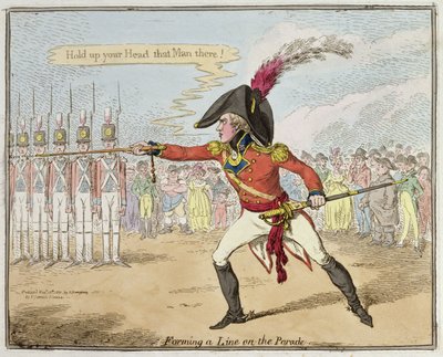 Forming a Line on the Parade, Published by Hannah Humphrey in 1801 by James Gillray