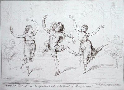 Modern Grace, or the Operatical Finale to the Ballet of Alonzo e caro, published by Hannah Humphrey in 1796 by James Gillray