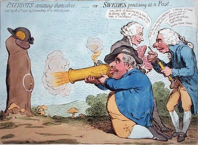 Patriots amusing themselves, or Swedes practising at a Post by James Gillray