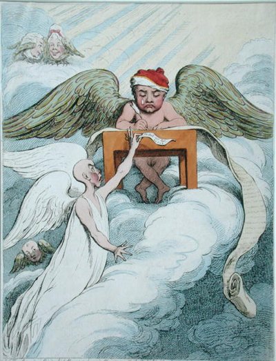 The Accusing Spirit and the Recording Angel by James Gillray