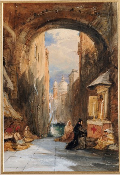 Venice: an Edicola Beneath an Archway, with Santa Maria della Salute in the Distance by James Holland