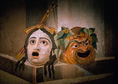 Roman mosaic from 2nd century A.D. with tragedy and comedy. Musei Capitolini, Rome, Italy. by James L Stanfield
