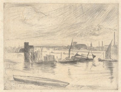 Battersea Dawn (Cadogan Pier), from the Thames Set (A Series of Sixteen Etchings of Scenes on the Thames and Other Subjects) by James McNeill Whistler