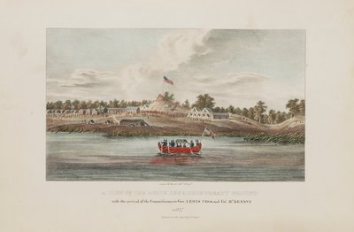 A View of the Butte Des Morts Treaty Ground; With the Arrival of the Commissioners Gov. Lewis Cass and Col. McKenny, from The Aboriginal Portfolio by James Otto Lewis