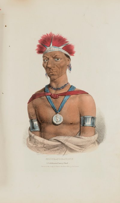 MAUCK-COOMAUN; A Celebrated Ioway Chief, from The Aboriginal Portfolio by James Otto Lewis