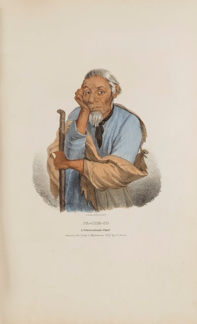 PE-CHE-CO; A Pottowattomie Chief, from The Aboriginal Portfolio by James Otto Lewis