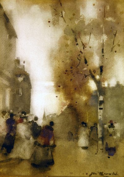 Street Scene with Figures by James Watterston Herald
