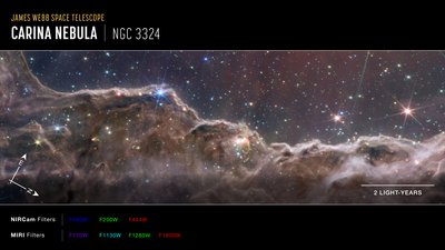 Cosmic Cliffs in the Carina Nebula by James Webb Space Telescope (NASA)
