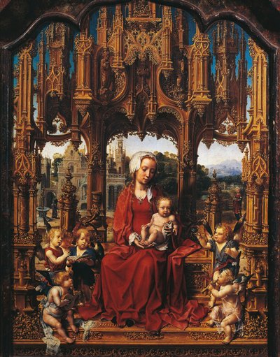Madonna with Child and Angel Musicians, Central Panel of Malvern Triptych by Jan (c.1472 c.1533) Gossaert