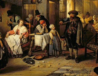 Interior of a Tavern with a Blind Fiddler (detail) by Jan August Hendrik Leys