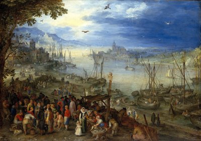 Fish Market on the Banks of a River by Jan Brueghel the Elder