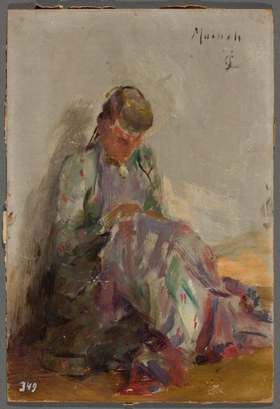 Sewing Girl - Tatar Girl. From a Journey to Crimea by Jan Ciągliński