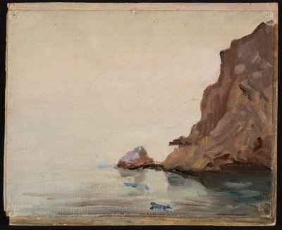 View of the sea with a rock. From a journey to Turkestan by Jan Ciągliński