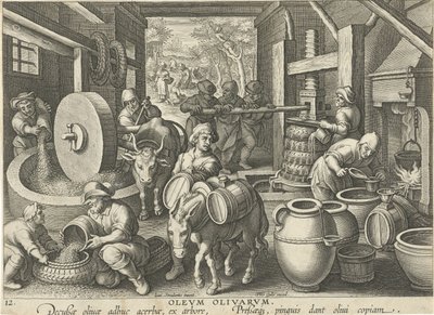 Olive Press (New Inventions and Discoveries) by Jan Collaert (II) (attributed to)