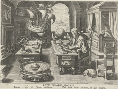 Invention of the Compass (Lapis Polaris, Magnes) (New Inventions and Discoveries) (Nova Reperta) by Jan Collaert (II) (attributed to)