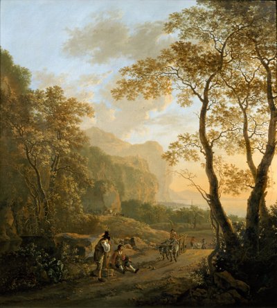 Landscape with Resting Travellers and Oxcart by Jan Dirksz Both