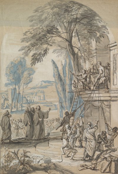 Benedict of Nursia Orders the Destruction of the Temple of Apollo at Monte Cassino, mid-17th-early 18th century by Jan Erasmus Quellinus