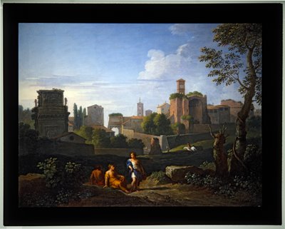 Set of Four Capriccio; (4) Arches of Constantine & Titus Tower of Campidoglio, Temple of Venus and the Clock Tower of Santa Francesca Romana by Jan Frans van (1662 1749) Bloemen