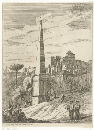 Italianate Landscape with Obelisk and View of a City by Jan Frans van Bloemen