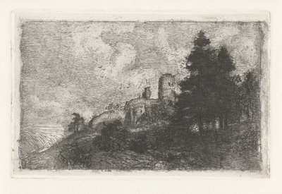 Hill Landscape with Ruin by Jan Frederik van Deventer