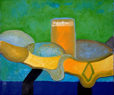 Still Life with Beer and Fish by Jan Groneberg