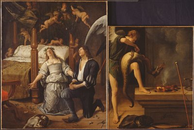 Tobias and Sarah with the Archangel Raphael exorcising the demon Asmodeus (restored version) by Jan Havickszoon Steen
