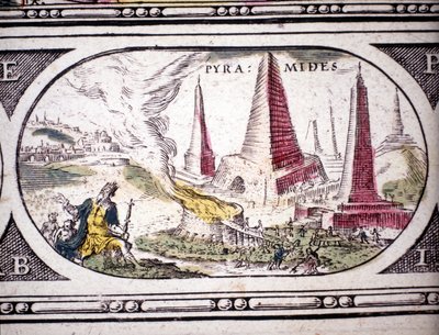 Representation of the Seven Wonders of Antiquity: the Pyramids of Egypt. Atlas of Jansson Jannsonius, 1630 by Jan Janssonius