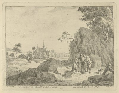 Landscape with Travelers and Shepherds by Jan Lauwryn Krafft (I)