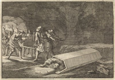 Funeral Attendants in Rome Discover Antonio Marlini Was Buried Alive, 1696 by Jan Luyken