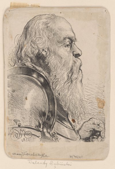 Bust of Walenty Dębiński - Woodcut Made According to the Drawing by Jan Matejko by Jan Matejko