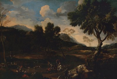 Landscape with a Battle between Two Rams by Jan Miel