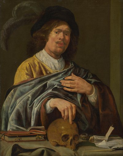 Self-Portrait with a Skull by Jan Miense Molenaer