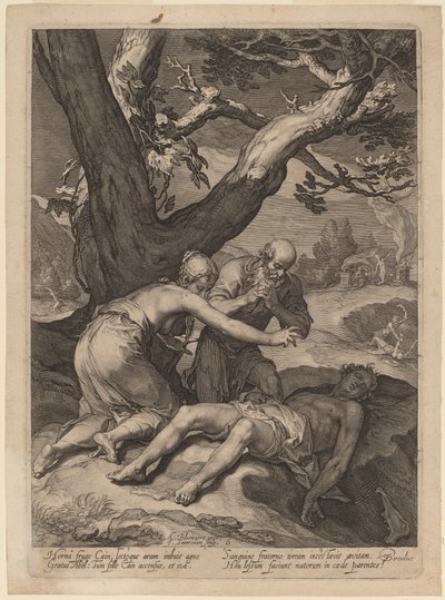 Adam and Eve Lamenting over the Corpse of Abel by Jan Pietersz Saenredam after Abraham Bloemaert