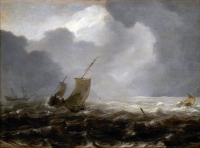 Fishing Boats on a Windy Day by Jan Porcellis