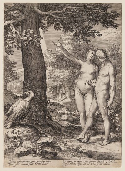 Adam and Eve before the Tree of Knowledge, from History of the First Parents of Man by Jan Saenredam