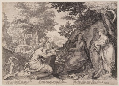 Wise Virgins Gathered Together in a Landscape Before the Preaching of the Baptist, from Parable of the Wise and Foolish Virgins by Jan Saenredam