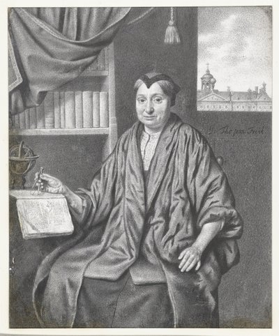 Portrait of an Elderly Woman, Seated with Astronomical Instruments by Jan Thopas