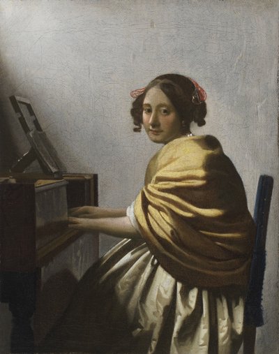 A Young Woman seated at a Virginal by Jan Vermeer van Delft