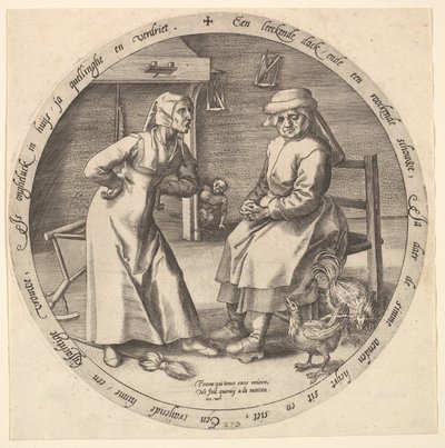 The Scolding Woman and the Cackling Hen, c. 1568 by Jan Wierix