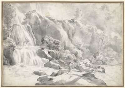 View of the Cascade at Tivoli with a Draughtsman by Jan Worst (attributed to)